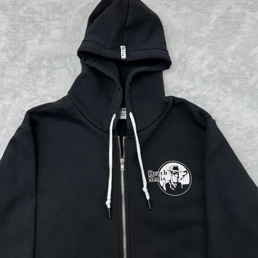 Dutch Bros Dutch Mafia Zip Hoodie Size 3XL Black Graphic Coffee Sweatshirt - Picture 3 of 9